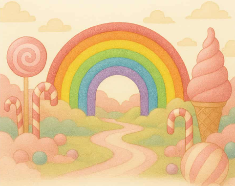 Candyland rainbow scene